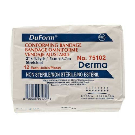 Gentell  75102 Conforming Bandage Duform 2 Inch X 4-1/10 Yard 12 per Pack NonSterile 1-Ply Roll Shape