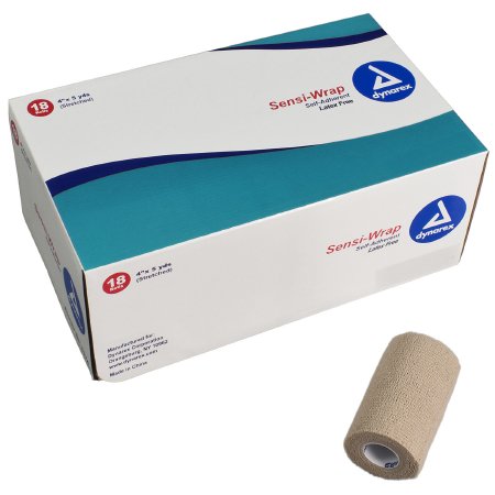 Dynarex  3190 Cohesive Bandage Sensi-Wrap 4 Inch X 5 Yard Self-Adherent Closure Tan NonSterile Standard Compression