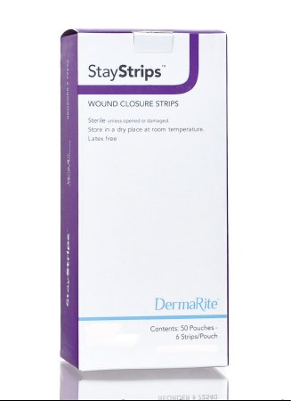 DermaRite Industries  72251 Skin Closure Strip StayStrips 1/4 X 1-1/2 Inch Nonwoven Material Flexible Strip White