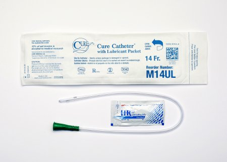 Cure Medical  M14UL Urethral Catheter Cure Medical Straight Tip Uncoated PVC 14 Fr. 16 Inch