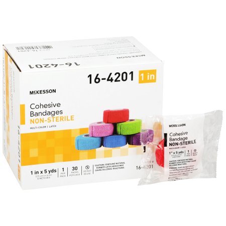 McKesson Brand 16-4201 Cohesive Bandage McKesson 1 Inch X 5 Yard Self-Adherent Closure Purple / Pink / Green / Light Blue / Royal Blue / Red NonSterile Standard Compression