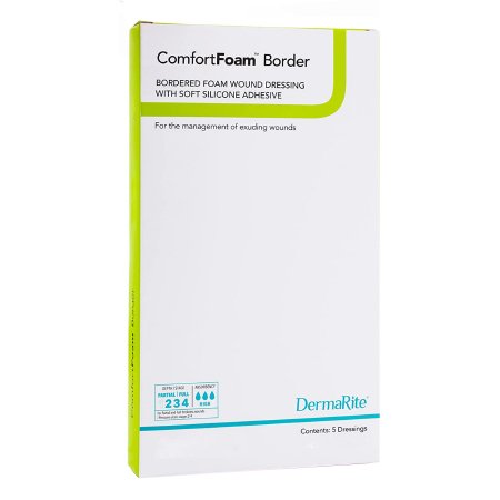 DermaRite Industries  43770 Foam Dressing ComfortFoam Border 7 X 7 Inch With Border Waterproof Backing Silicone Adhesive Square Sterile