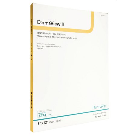 DermaRite Industries  16812 Transparent Film Dressing DermaView II 8 X 12 Inch Frame Style Delivery Rectangle Sterile