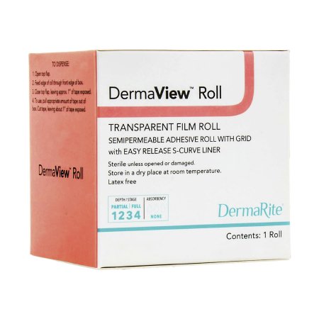 DermaRite Industries  15411 Transparent Film Dressing DermaView 4 Inch X 11 Yard 2 Tab Delivery Roll Sterile