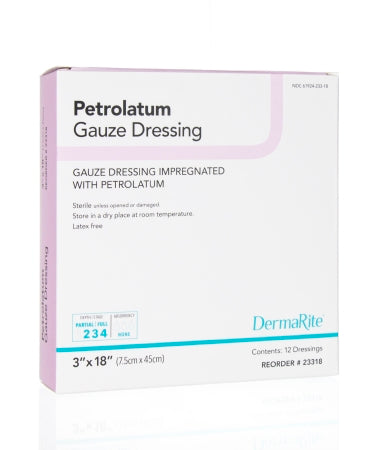 DermaRite Industries  23318 Petrolatum Impregnated Dressing DermaRite Strip 3 X 18 Inch Sterile