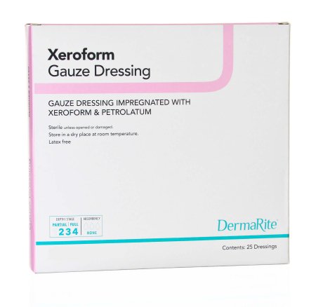 DermaRite Industries  24220 Xeroform Petrolatum Impregnated Dressing Xeroform Square 2 X 2 Inch Sterile