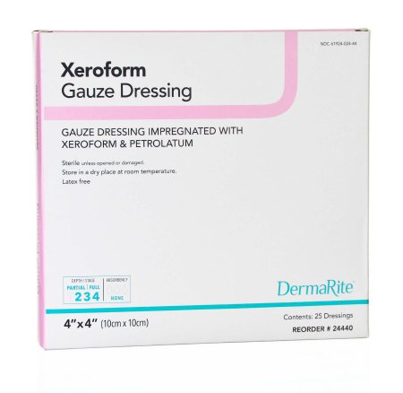 DermaRite Industries  24440 Xeroform Petrolatum Impregnated Dressing Xeroform Square 4 X 4 Inch Sterile