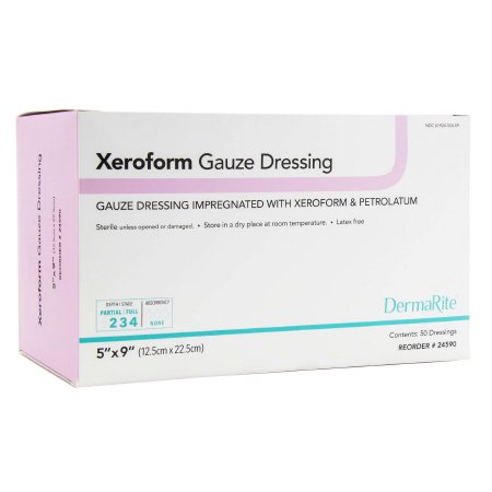 DermaRite Industries  24590 Xeroform Petrolatum Impregnated Dressing Xeroform Rectangle 5 X 9 Inch Sterile