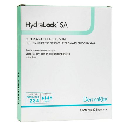 DermaRite Industries  60330 Super Absorbent Dressing HydraLock SA 3 X 3 Inch Square