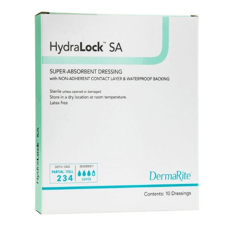 DermaRite Industries  60610 Super Absorbent Dressing HydraLock SA 6 X 10 Inch Rectangle