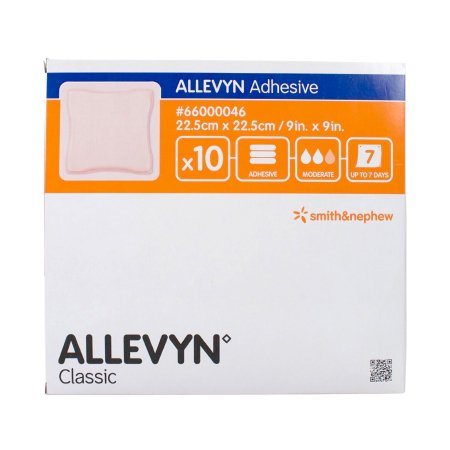 Smith & Nephew  66000046 Foam Dressing Allevyn Adhesive 9 X 9 Inch With Border Film Backing Adhesive Square Sterile