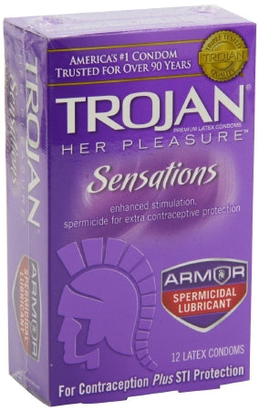 Church and Dwight  02260097352 Condom Trojan Her Pleasure Lubricated One Size Fits Most 12 per Box