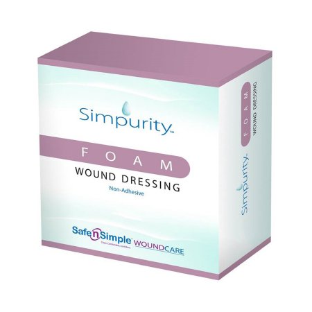 Safe N Simple  SNS51W24 Foam Dressing Simpurity 4 X 6 Inch Without Border Film Backing Nonadhesive Rectangle Sterile