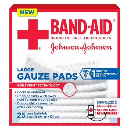 J & J Sales  38137116128 Gauze Sponge Band-Aid 4 X 4 Inch 1 per Pack Sterile Square