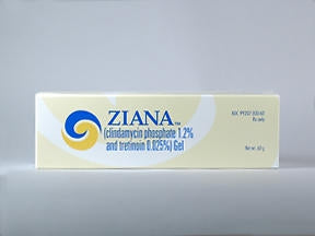 Valeant Pharmaceuticals  99207030060 Ziana Clindamycin Phosphate / Tretinoin 1.2% - 0.025% Gel Tube 60 Gram