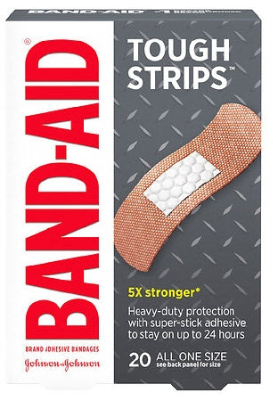 J & J Sales  38137004408 Adhesive Strip Band-Aid Tough Strips 1 X 3-1/4 Inch Fabric Rectangle Tan Sterile