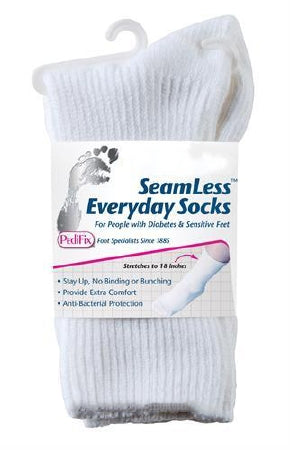 Pedifix P795-XL Diabetic Socks SeamLess Calf High X-Large White Closed Toe