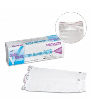 Crosstex  SCL3222 Sterilization Pouch Sure-Check Ethylene Oxide (EO) Gas / Steam 3-1/2 X 22 Inch Self Seal Paper