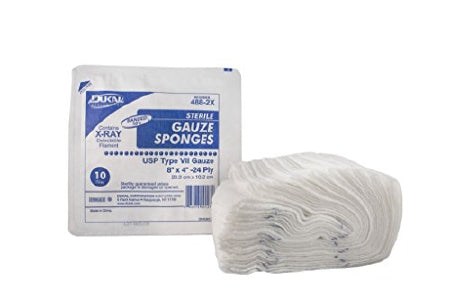 Dukal  488-2X Gauze Sponge Dukal 4 X 8 Inch 10 per Tray Sterile 24-Ply Rectangle