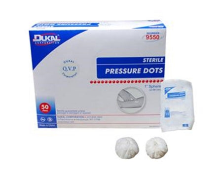 Dukal  9550 Gauze Pressure Dot Dukal 1 Inch 1 per Pouch Sterile 1-Ply Sphere