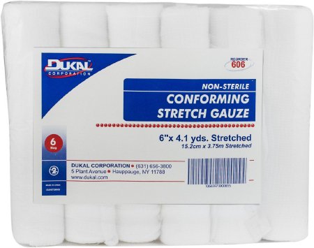 Dukal  606 Conforming Bandage Dukal 6 Inch X 4-1/10 Yard 6 per Pack NonSterile 8-Ply Roll Shape