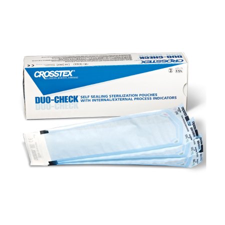 SPS Medical Supply  SCM Sterilization Pouch Duo-Check Ethylene Oxide (EO) Gas / Steam 5-1/4 X 10 Inch Transparent / Blue Self Seal Paper / Film