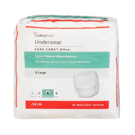 Cardinal 1455 Unisex Adult Absorbent Underwear Sure Care Ultra Pull On with Tear Away Seams X-Large Disposable Heavy Absorbency