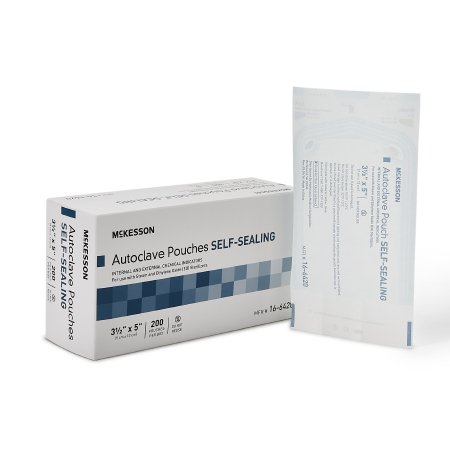 McKesson Brand 16-6420 Sterilization Pouch McKesson Ethylene Oxide (EO) Gas / Steam 3-1/2 X 5 Inch Transparent Blue / White Self Seal Paper / Film