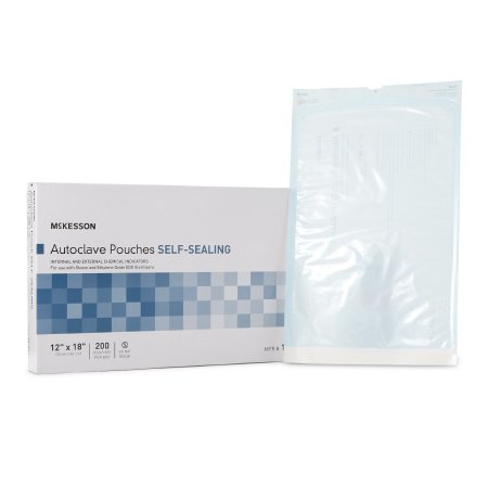 McKesson Brand 16-6421 Sterilization Pouch McKesson Ethylene Oxide (EO) Gas / Steam 12 X 18 Inch Transparent Blue / White Self Seal Paper / Film