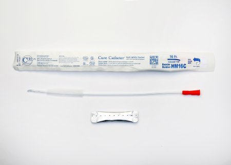 Cure Medical  HM16C Urethral Catheter Cure Catheter Coude Tip Hydrophilic Coated Plastic 16 Fr. 16 Inch