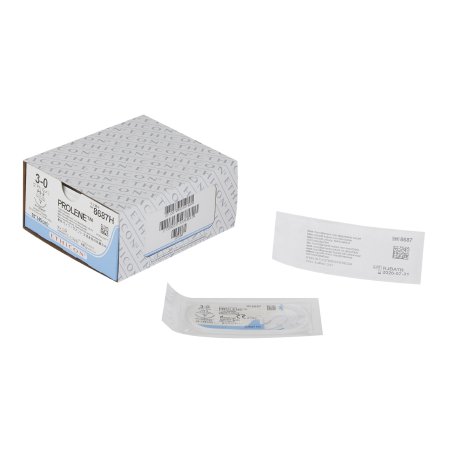 J & J Healthcare Systems  8687H Nonabsorbable Suture with Needle Prolene Polypropylene PS-2 3/8 Circle Precision Reverse Cutting Needle Size 3 - 0 Monofilament