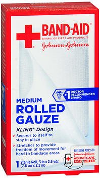 J & J Sales  38137116138 Conforming Bandage Band-Aid 3 Inch X 2-1/2 Yard 1 per Pack Sterile Roll Shape