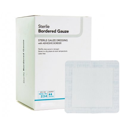 DermaRite Industries  00261E Adhesive Dressing DermaRite Bordered Gauze 2 X 2 Inch Square Sterile