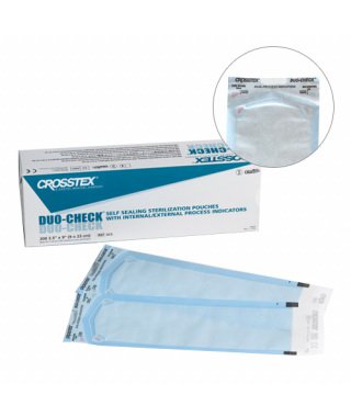 SPS Medical Supply  SCX Sterilization Pouch Duo-Check Ethylene Oxide (EO) Gas / Steam 2-3/4 X 9 Inch Self Seal Paper