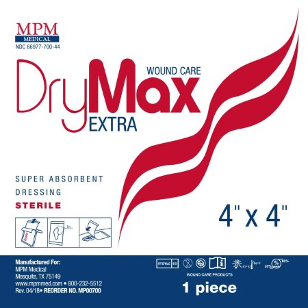 MPM Medical  MP00700 Super Absorbent Dressing DryMax Extra 4 X 4 Inch Square