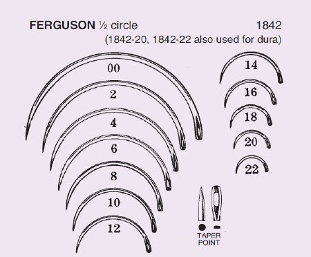 Anchor Products  1842-00DC Taper Point Suture Needle Anchor Ferguson Type Size 00 Needle Single Use