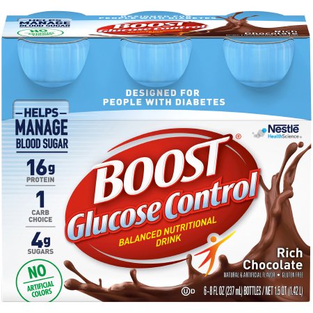 Nestle Healthcare Nutrition 12109986 Oral Supplement Boost Glucose Control Rich Chocolate Flavor Liquid 8 oz. Bottle