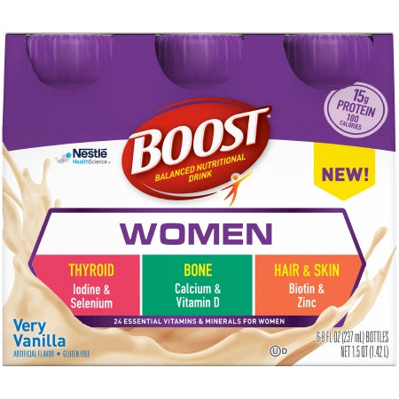 Nestle Healthcare Nutrition 00041679473733 Oral Supplement Boost Women Very Vanilla Flavor Liquid 8 oz. Bottle