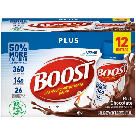 Nestle Healthcare Nutrition 00041679280911 Oral Supplement Boost Plus Rich Chocolate Flavor Liquid 8 oz. Bottle