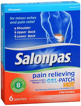 Hisamitsu America  46581087006 Topical Pain Relief Salonpas Gel-Patch Hot 0.025% - 1.25% Strength Capsaicin / Menthol Patch 6 per Box