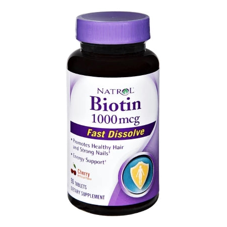 Natrol Inc  04746906323 Biotin Supplement Natrol Vitamin B7 5000 mcg Strength Tablet 90 per Bottle Cherry Flavor