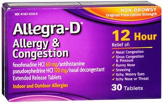 Chattem  41167431006 Allergy Relief Allegra 60 mg - 120 mg Strength Tablet 30 per Box