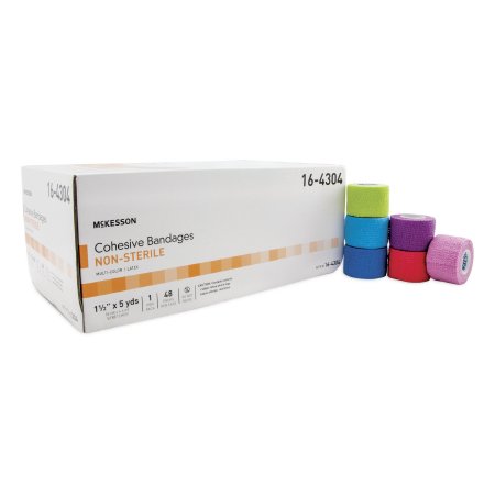 McKesson Brand 16-4304 Cohesive Bandage McKesson 1-1/2 Inch X 5 Yard Self-Adherent Closure Purple / Pink / Green / Light Blue / Royal Blue / Red NonSterile Standard Compression