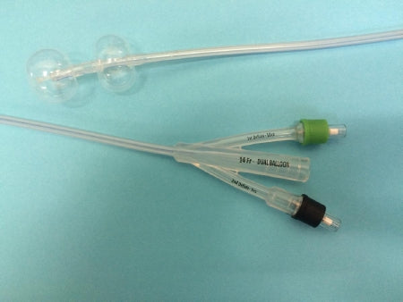 Poiesis  D-10014 Foley Catheter Duette 2-Way Subsumed Tip 10 cc Proximal Balloon, 5 cc Distal Balloon 14 Fr. Silicone