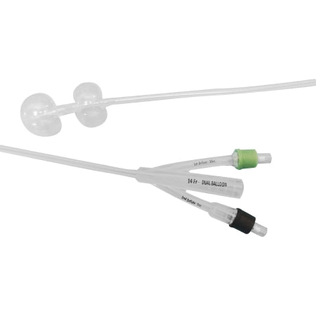 Poiesis  D-10018 Foley Catheter Duette 2-Way Subsumed Tip 10 cc Proximal Balloon, 5 cc Distal Balloon 18 Fr. Silicone