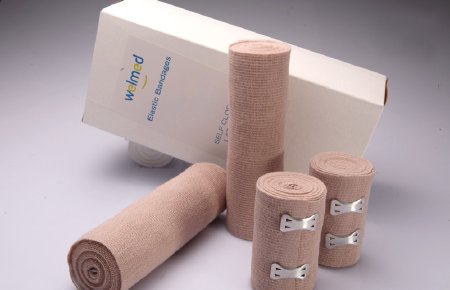 Welmed  1740-402380 Elastic Bandage Welmed 4 Inch X 5 Yard Clip Detached Closure Tan NonSterile Standard Compression