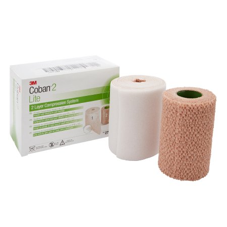 3M  2794N 2 Layer Compression Bandage System 3M Coban2 Lite 4 Inch X 2-9/10 Yard / 4 Inch X 5-1/10 Yard Self-Adherent / Pull On Closure Tan / White NonSterile 25 to 30 mmHg