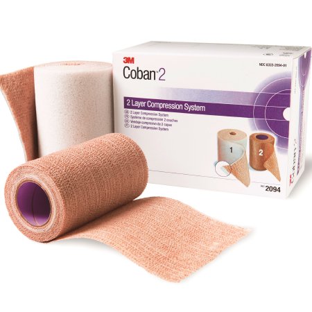 3M  2094N 2 Layer Compression Bandage System 3M Coban 2 2-9/10 Yard X 4 Inch / 4 Inch X 5-1/10 Yard Self-Adherent / Pull On Closure Tan / White NonSterile 35 to 40 mmHg