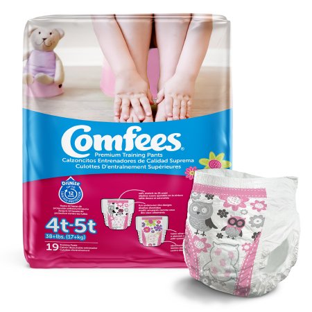 Attends Healthcare Products CMF-G4 Female Toddler Training Pants Comfees Pull On with Tear Away Seams Size 4T to 5T Disposable Moderate Absorbency