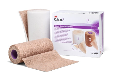 3M  20096 2 Layer Compression Bandage System 3M Coban 2 6 Inch X 3-4/5 Yard / 6 Inch X 4-9/10 Yard Self-Adherent Closure Tan / White NonSterile 35 to 40 mmHg